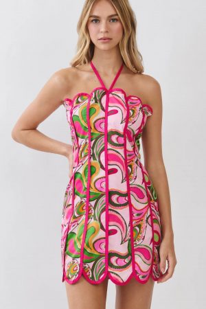 Paris Pink Paisley Halter Mini Dress