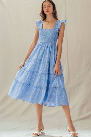 Cody Smocked Tiered Midi Dress