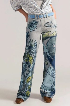 Bodine Street Trend Printed Straight-Leg Jeans