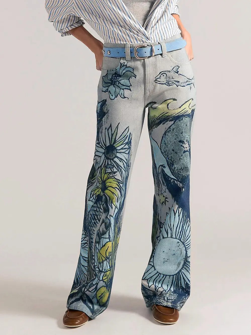 Bodine Street Trend Printed Straight-Leg Jeans