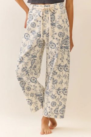 Ella Floral Printed Cropped Straight-Leg Pant