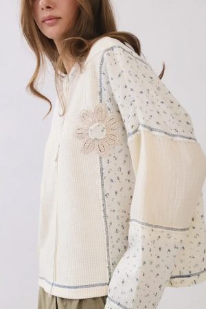 Tucker Mixed Media Thermal Knit Top