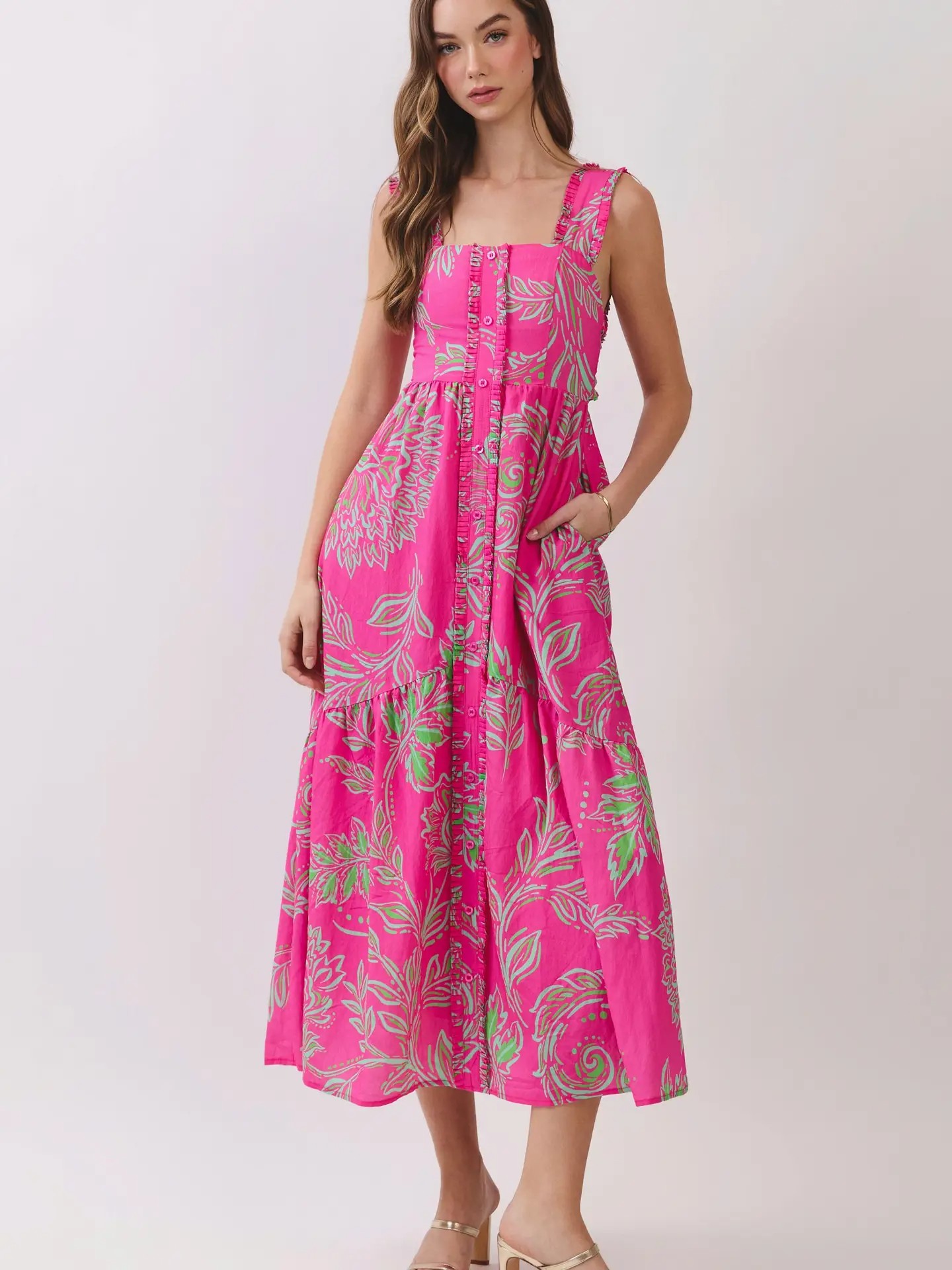 Viviana Pink Floral Strapless Mini Dress