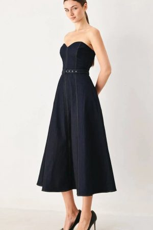 Benna Solid Denim Midi Dress