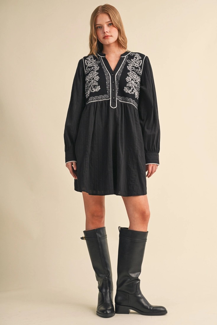Hilda Mixed Media Button Down Mini Dress