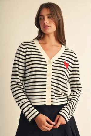Hanna Heart Path Stripe Cardigan