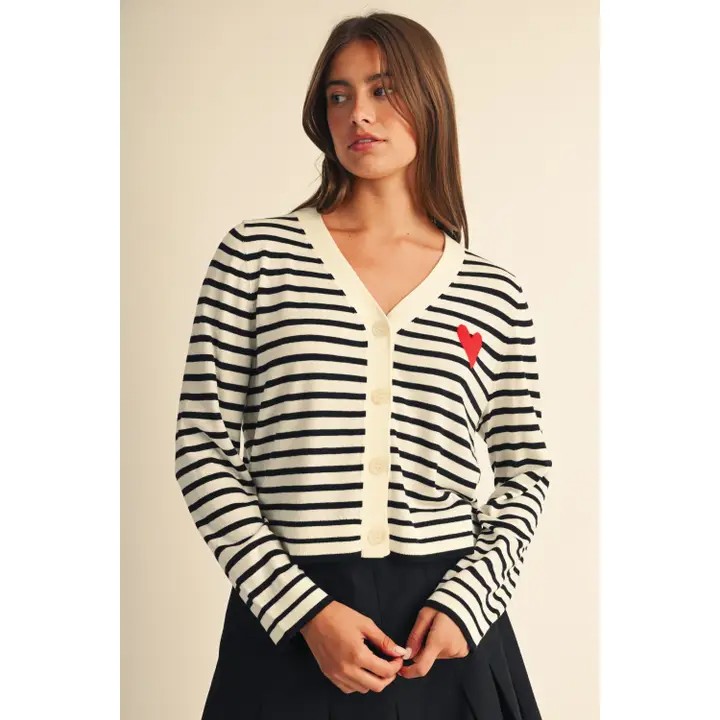 Hanna Heart Path Stripe Cardigan