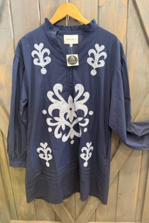 Bennie Long Sleeve Mini Dress with Embroidered Applique