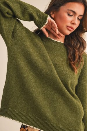 Mika Contrast Knit Scalloped Edge Sweater
