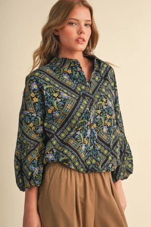 Aubrey Marie Bubble Hem Button Down