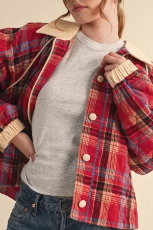 Eli Plaid Quilted Jacket with Contrast Corduroy