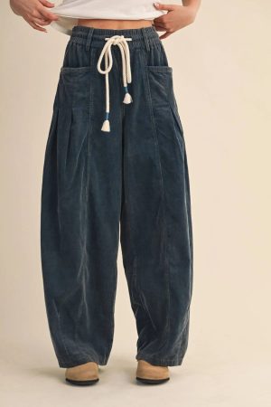 Branca Washed Corduroy Pleated Barrel Pants