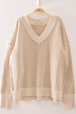 Mattie Contrast Stitch Reversible V-Neck Sweater