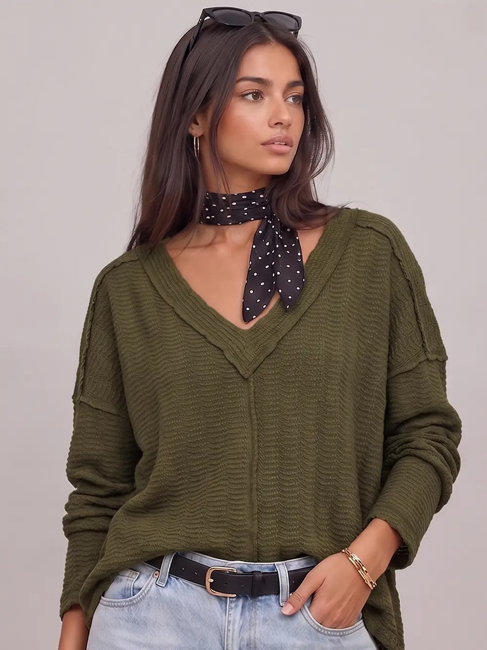Walda Anne Open Weave V-Neck Top