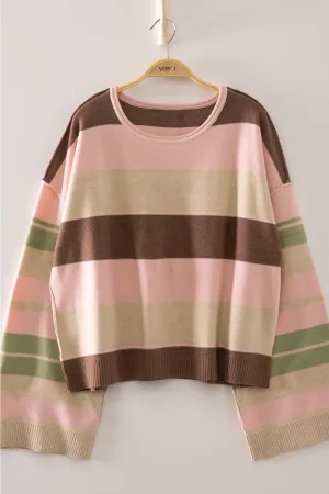 Peaches Color Stripe Sweater