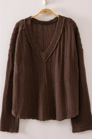 Walda Open Weave V-Neck Top