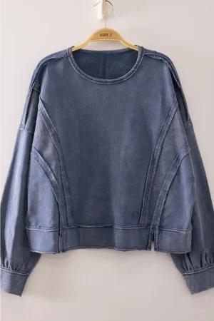 Wilma Vintage Washed Raw Edge Top